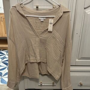 Velvet Light Tan Button-Down Shirt